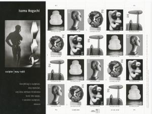 Scott 3857-3861 Isamu Noguchi, Sculptor Pane of 20 Stamps