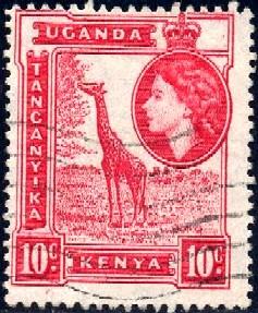 Giraffe, Kenya, Uganda & Tanzania stamp SC#104 used