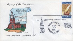 Set/4 Van Hand Painted FDCs for the 1987 Constitution Signing Bicentennial Stamp
