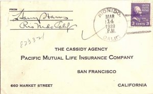 United States California Rio Nido 1939 4c-bar  1910-1965  Staple holes at top...