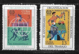 Cuba 1402-1403 50th ILO set MNH