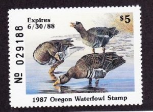 OR4 Oregon #4 MNH State Waterfowl Duck Stamp - 1987 White-fronted Goose