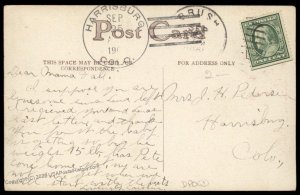 USA 1909 Harrisburg Brush Colorado DPO Helbock R  Cover 92644