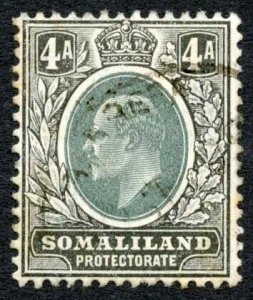 Somaliland SG50 4a Green and Black Fine used Cat 27 pounds