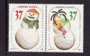 Marshall Is.-Sc#813- id9-unused NH set-Christmas-Snowman- 2002-