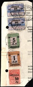 1930 Germany Revenue Prussia Multiples Court Fee on Piece w/Official Cancel
