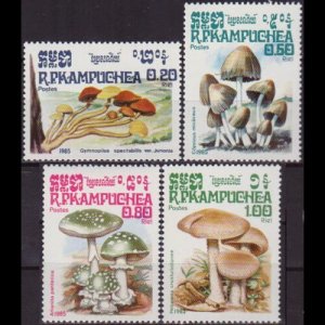 CAMBODIA 1985 - Scott# 568-71 Mushrooms 20c-1r NH