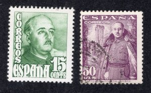 Spain 1948 15c green & 50c violet Franco, Scott 752-753 MNH, value = 50c