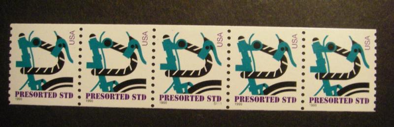 Scott 3229, 10 cent Presorted Std Bicycle, PNC5 #S111, MNH Coil Beauty