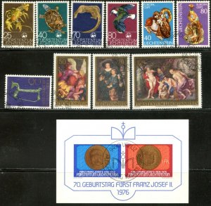 LIECHTENSTEIN Sc#583-90, 595-597 1976 Four Complete Sets & 1 S/S Used