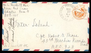 Circa 1944 U S Scott #UC4 Used Stamped Envelope.  from Dutch New Guinea