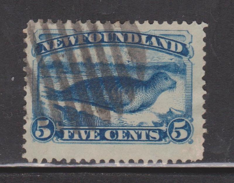 NEWFOUNDLAND Scott # 54 - Used Early Seal Issue Dark Blue Shade