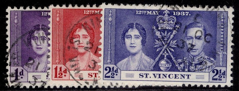 ST. VINCENT GVI SG146-148, 1937 CORONATION set, FINE USED.