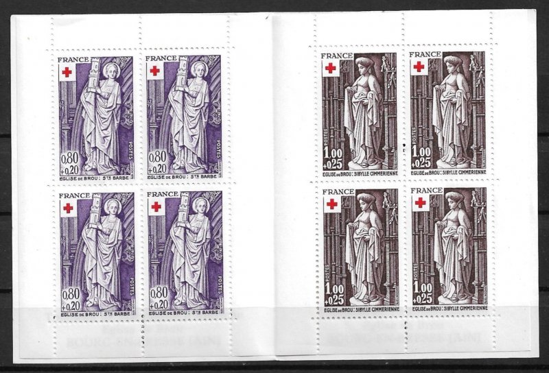 1976 France complete Red Cross booklet with ScB496a pane of 8 MNH
