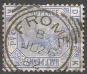 GB 1881  2-1/2d  Pl 23 Used, Sc 82  VF, Frome SOTN 1882 town cancel, cv $32.50