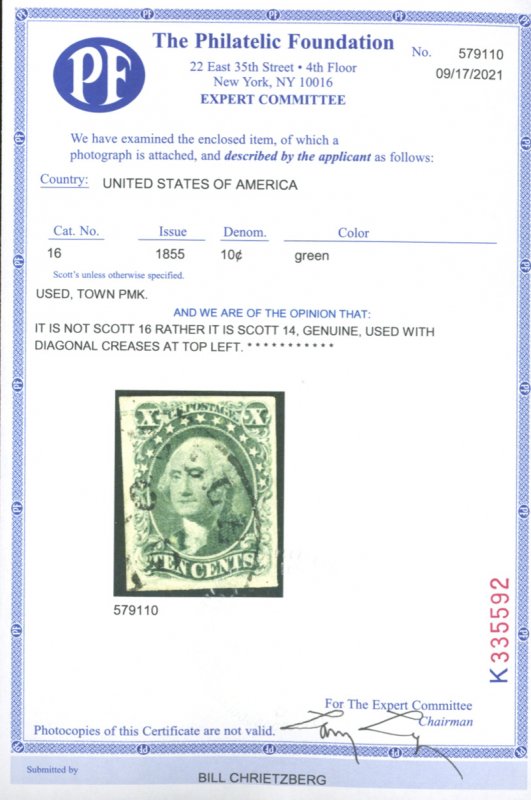 U.S. #14 USED WITH PF CERT