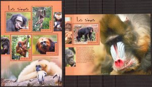 Togo 2014 Monkeys Sheet + S/S MNH