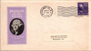 FDC 1938 SC #807 IOOR Cachet - Washington DC - Single - J748