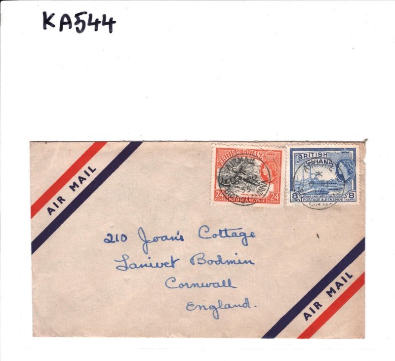 BRITISH GUIANA QEII 32c Cover 1955 GB Cornwall Bodmin Air Mail {samwells}KA544