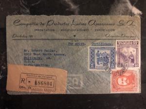 1948 Asuncion Paraguay Commercial Airmail Cover To Baltimore MD USA