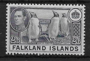 FALKLAND ISLANDS SG160 1938 2/6 SLATE MTD MINT