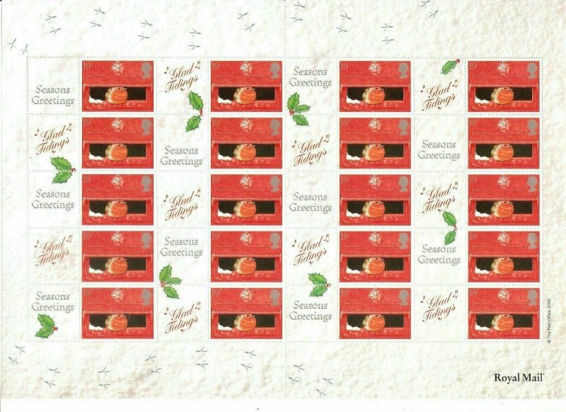 LS2 GB 2000 Christmas Robins - Smiler sheet UNMOUNTED MINT