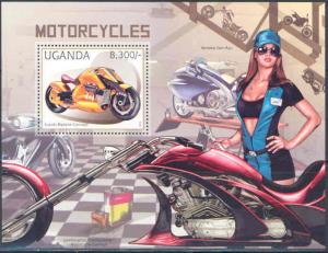 UGANDA 2012 TRANSPORT MOTORCYCLES SOUVENIR SHEET