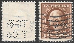 US Perfin TG&TCo on Scott # 377 Used. All Additional Items Ship Free.