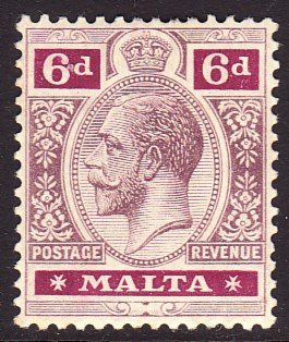 1914 - 1921 Malta KGV King George V 6 pence issue Wmk 3 MLMH Sc# 58 CV $13.00