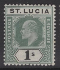 ST.LUCIA SG62 1902 1/= GREEN & BLACK MTD MINT