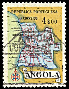 Angola 391, used, Map of Angola