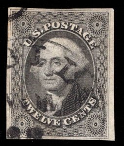 US STAMPS # 17 POS 34R1 IMPERF USED CV. $260 LOT #7996
