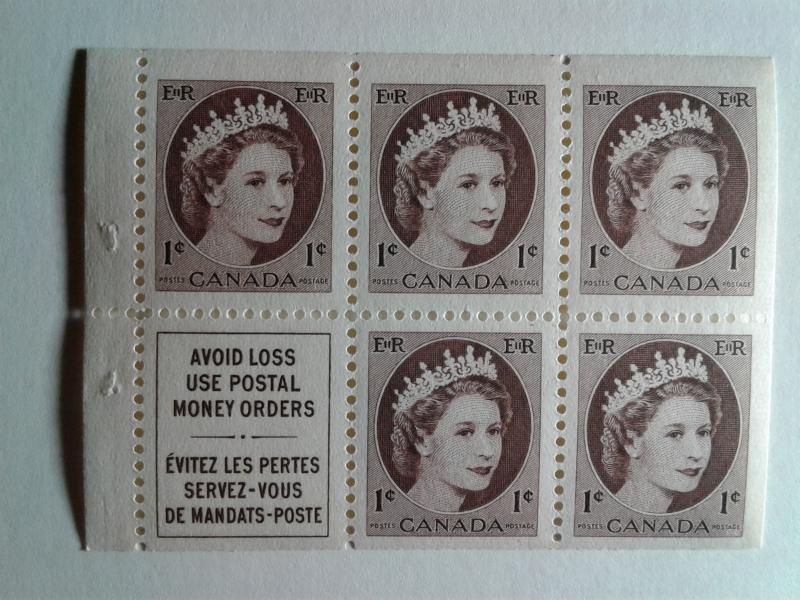 1954 CANADA PANE ONE CENT QUEEN ELIZABETH 11 MINT NEVER HINGED