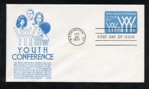 US U555 6 cent Envelope Youth Conference UA Light Blue Anderson cachet FDC