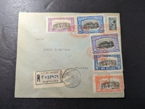 1925 Registered Uruguay Airmail Cover Montevideo to Florida