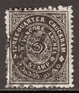 India (Travancore) - Scott #8 - Used - Fault left center - SCV $2.10