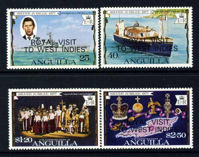 ANGUILLA QE II 1977 Complete Royal Visit Overprint Set SG 298 to SG 301 MNH