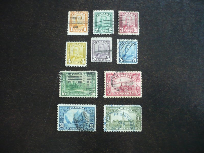 Stamps - Canada - Scott# 149-155,157-159 - Used Part Set of 10 Stamps