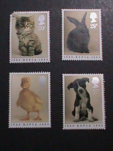 ​GREAT BRITIAN-1990 SC#1300-3 PREVENTION OF ANIMALS 150TH ANNIV: MNH FINE