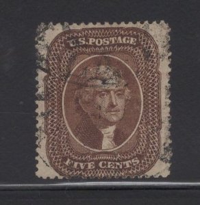 US Stamp Scott #29 5c Brown Jefferson USED SCV $375