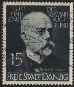 Danzig 239 (used) 15pf Dr. Robert Koch, indigo (1939)
