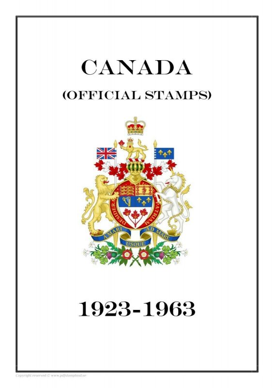 Canada Official stamps 1923 - 1963  PDF (DIGITAL) STAMP  ALBUM PAGES 