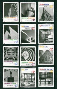 US Scott # 3910 a-l   Architectural Structures set of 12 singles  2005 / MNH