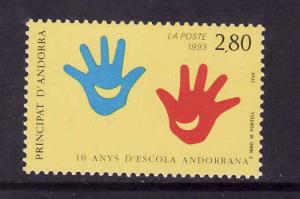 D1-French Andorra-Sc#430-unused NH set-Andorra school-1993-