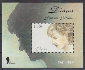 Liberia, 1998 issue. Princess of Wales s/sheet. ^