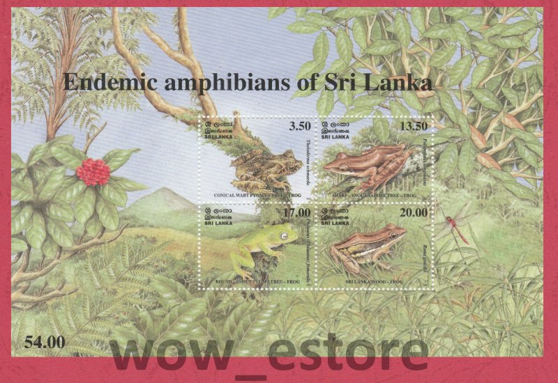 2001 MNH AMPHIBIANS OF SRI LANKA (4 FROGS) - SCOTT #1367A  STAMPS SHEET -NATURE