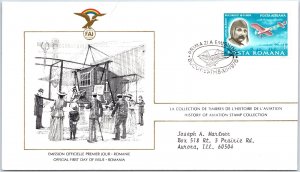 HISTORY OF AVIATION TOPICAL FIRST DAY COVER SERIES 1978 - ROMANIA 1.00