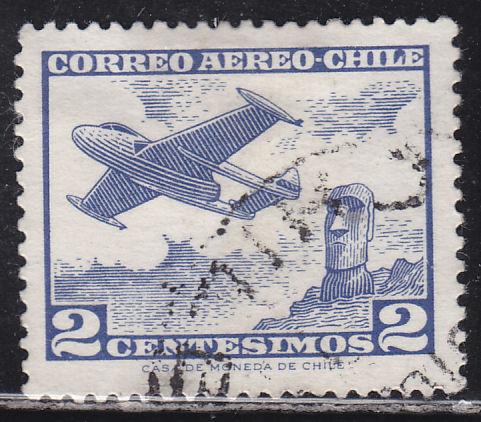 Chile C236 Vampire T55 & Moai Sculpture 1962