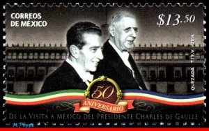 2865 MEXICO 2014 VISIT PRESIDENT OF FRANCE, CHARLES DE GAULLE, POLICITICIAN, MNH