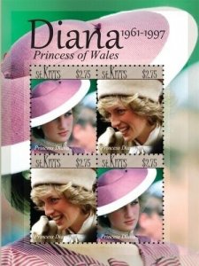 Saint Kitts 2010 - Princess Diana - Sheet of 4 Stamps - Scott #776 - MNH